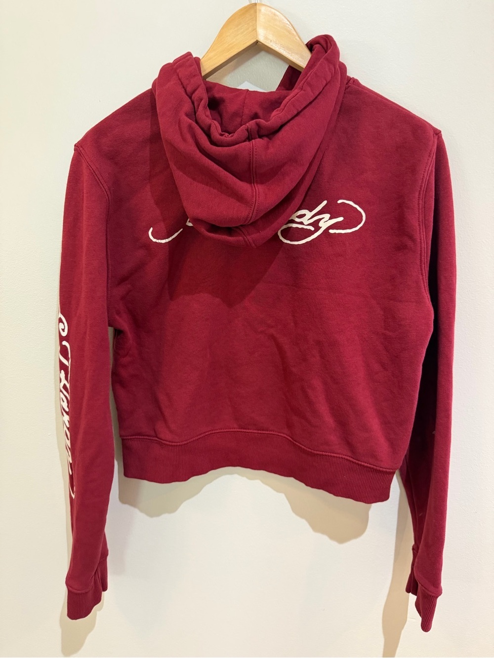 Ed Hardy Retro Koi Fish / Maroon Wine / Cropped Woman’s Hoodie / medium - Picture 3 of 11